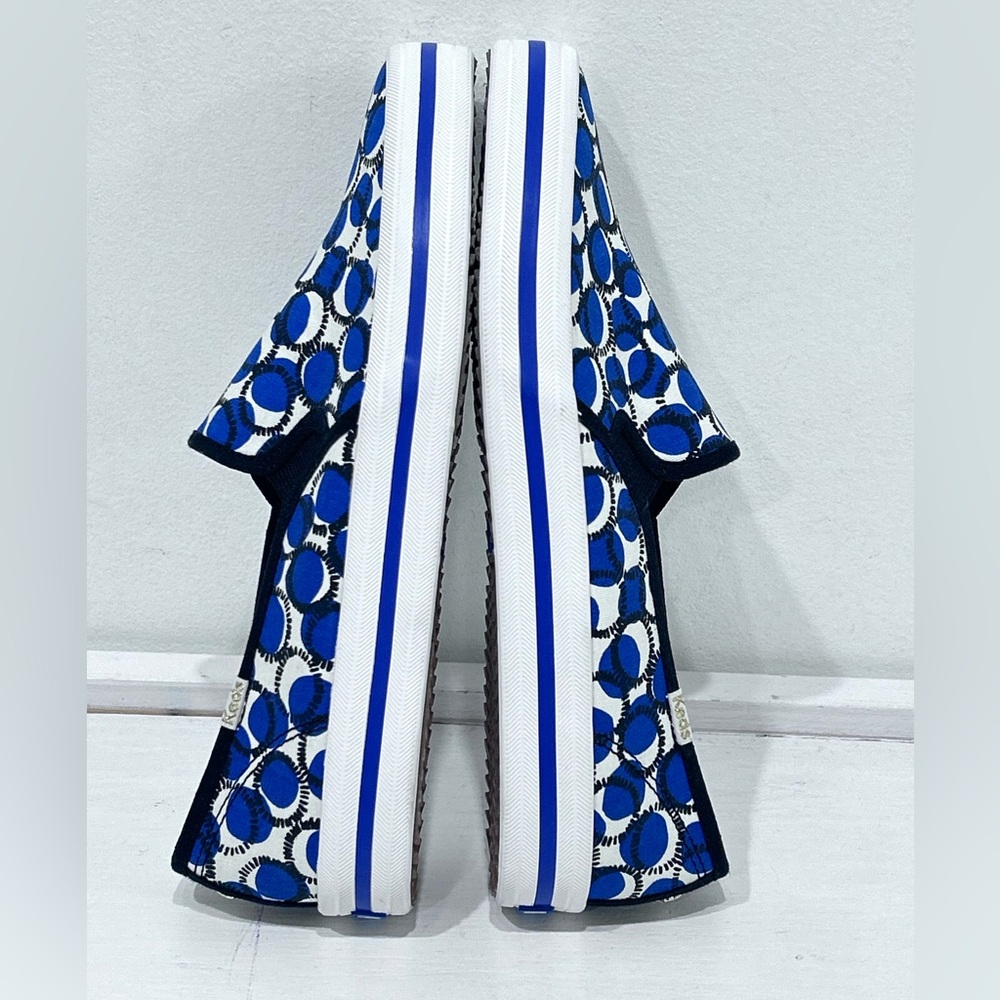 Keds‎ x Kate Spade New York Slip-on Sneaker Blue and White Circle Print Size 8 - Picture 10 of 12